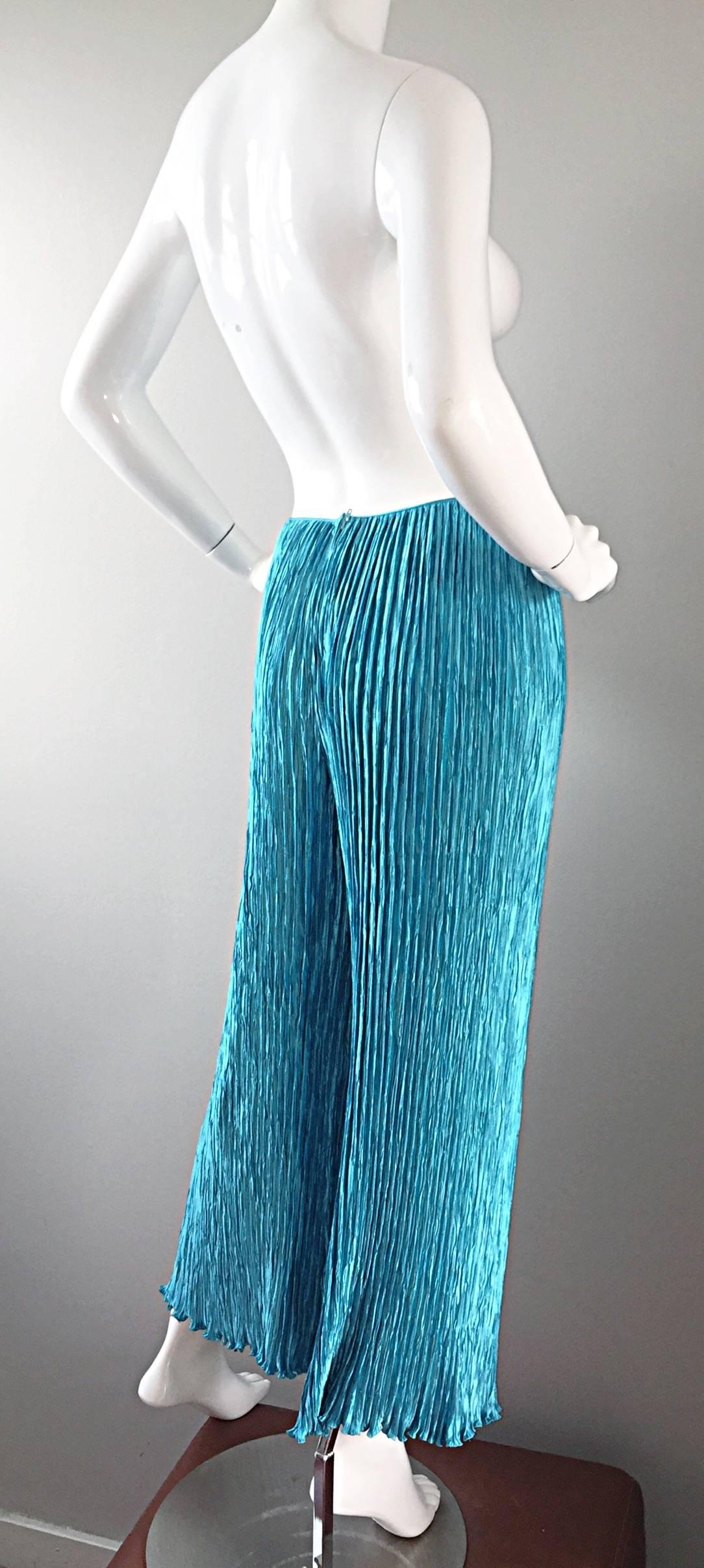 turquoise silk pants
