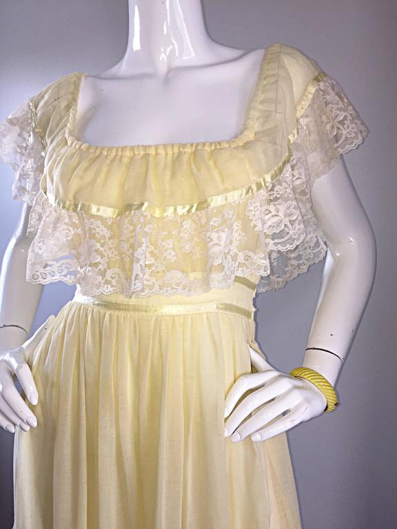Couture Yellow Off-Shoulder Cotton Peasant Dress