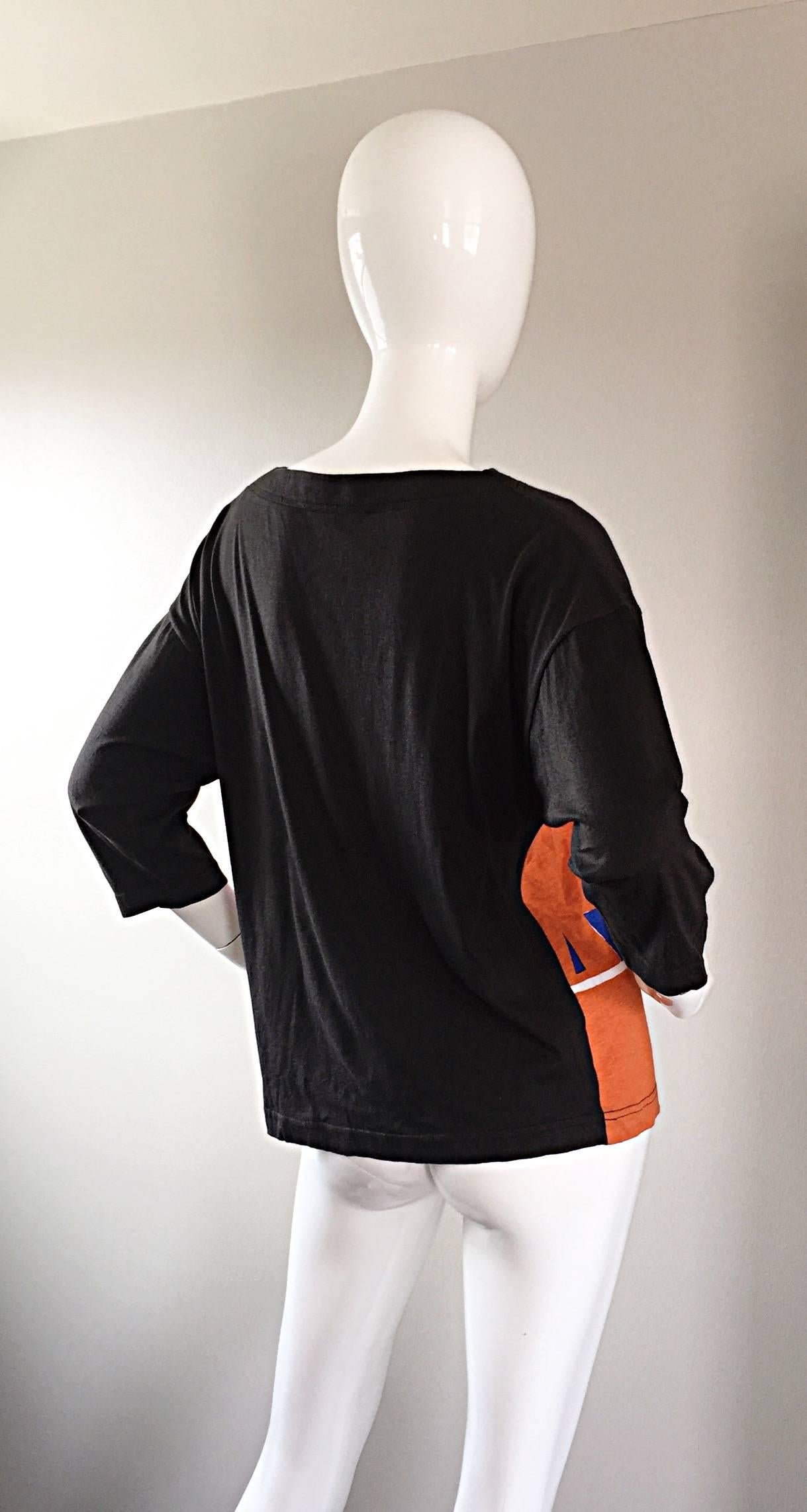 Blusa Vintage Michaele Vollbracht ' Bow & Arrow ' Op - Art Raro Top Color Block en venta 3
