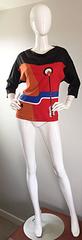 Vintage Michaele Vollbracht ' Bow & Arrow ' Op - Art Rare Color Block Top Blouse