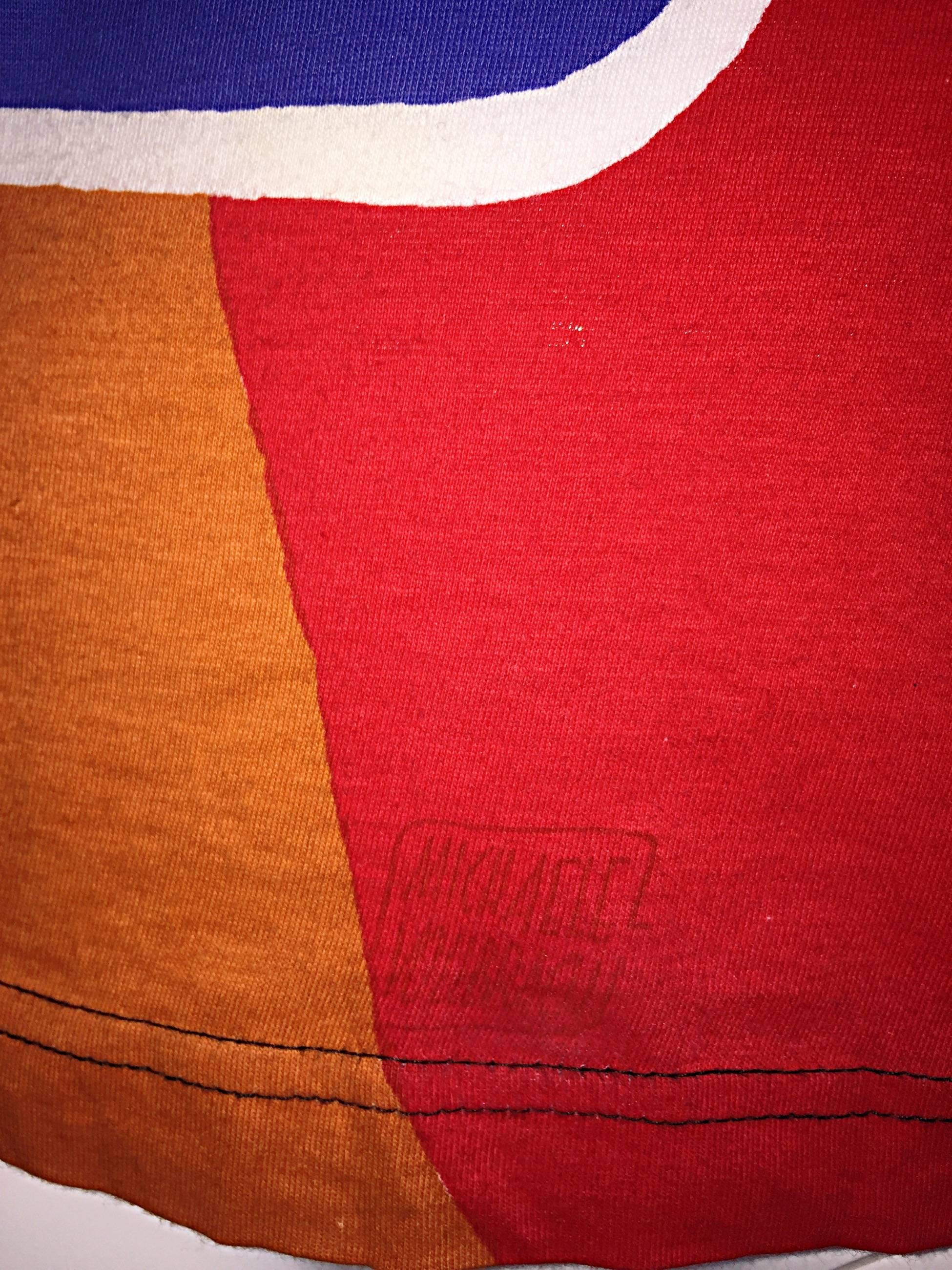 Red Vintage Michaele Vollbracht ' Bow & Arrow ' Op - Art Rare Color Block Top Blouse For Sale