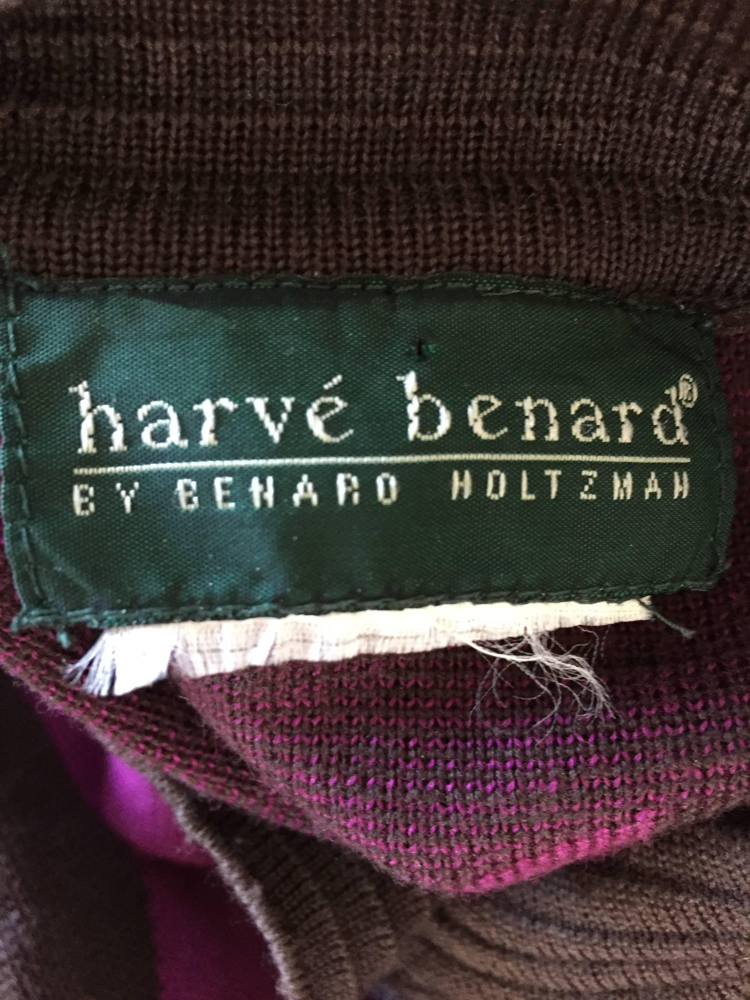 Benard Holtzmah for Harve Benard - Cardigan vintage marron fuchsia à volants en vente 5