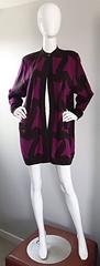 Maglione vintage Benard Holtzmah for Harve Benard Fuchsia Brown Swiggle Cardigan