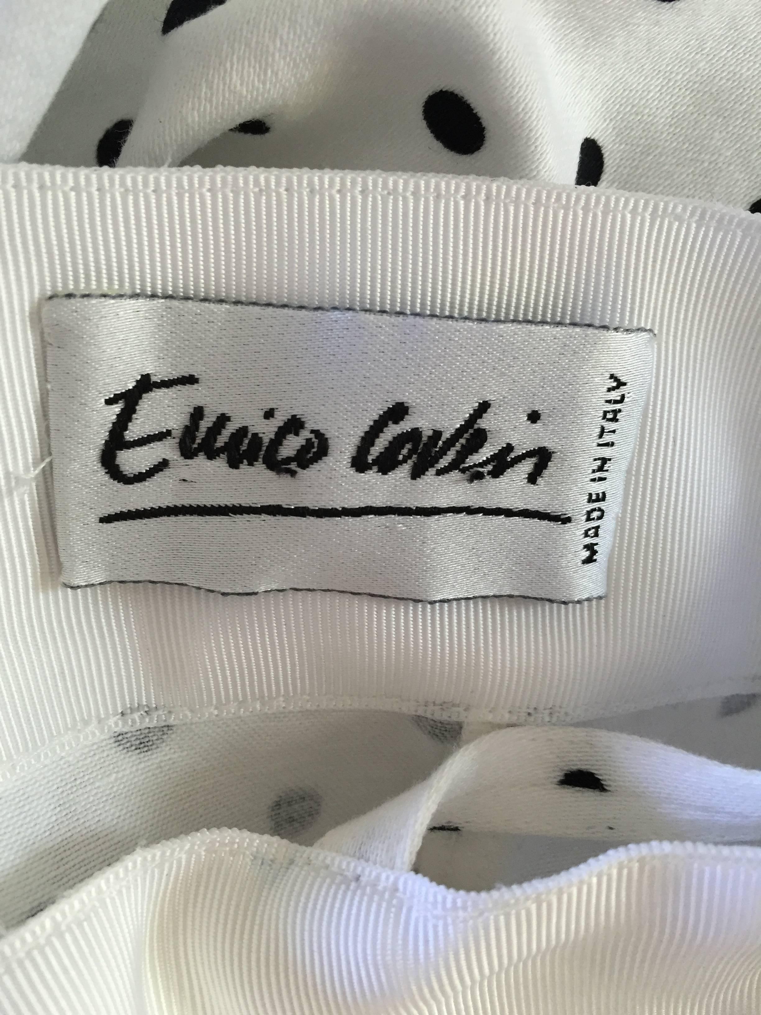 Enrico Coveri 1980s Vintage White & Black Polka Dot Cotton Fit & Flare Dress For Sale 3