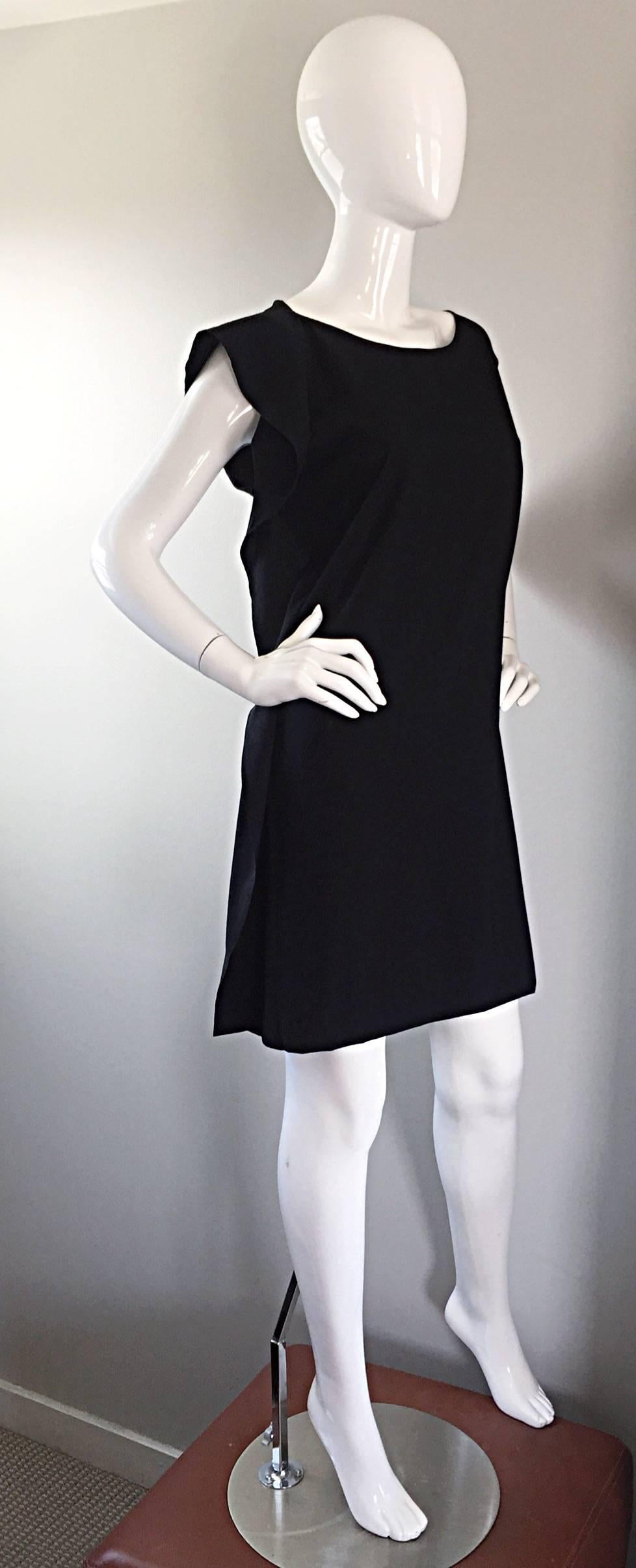 1990s Jil Sander Minimalist Black Deconstructed Asymmetrical Draped Dress 90s In New Condition For Sale In San Diego, CA