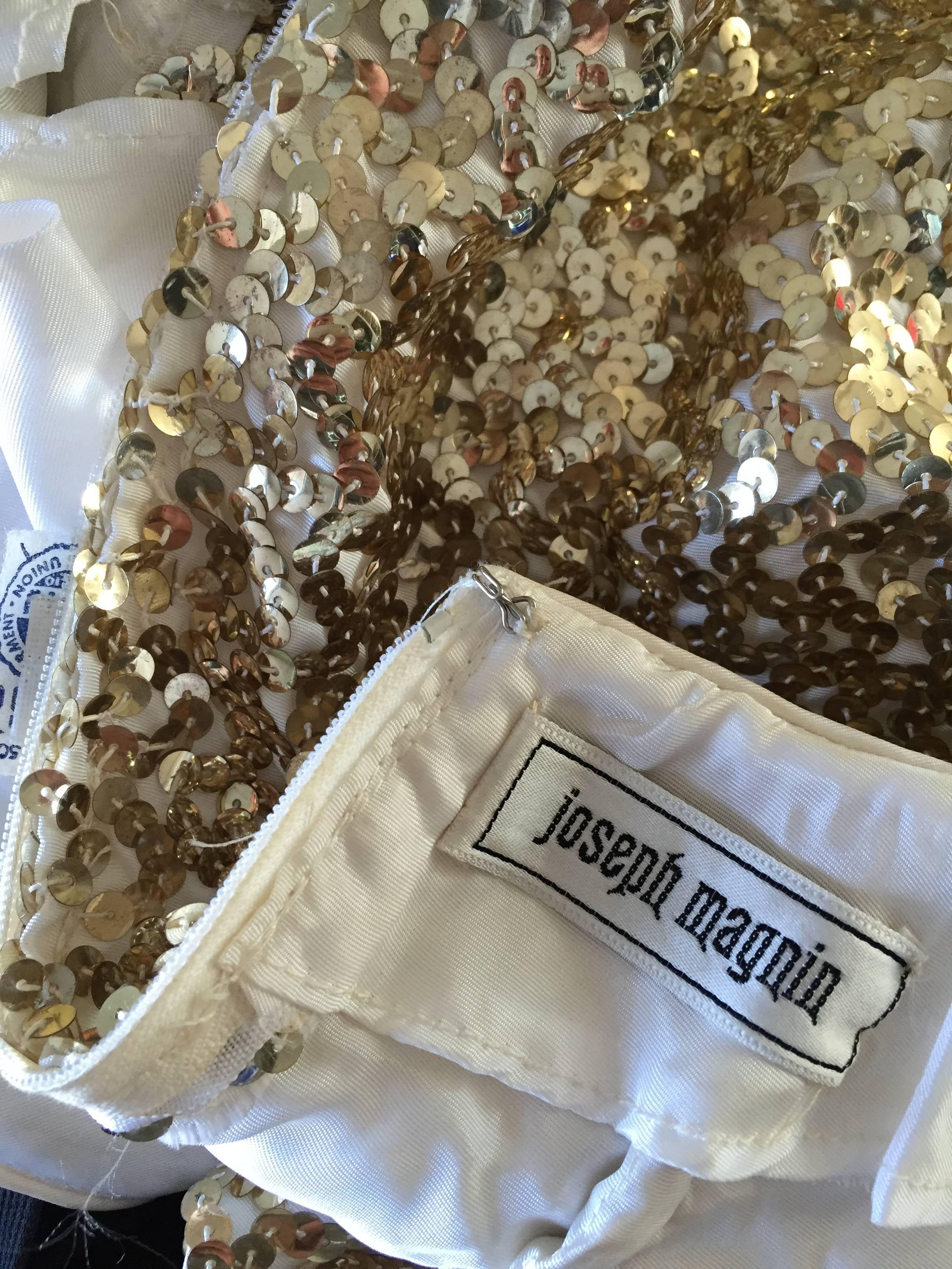 Incredible 1960s Joseph Magnin Gold Sequin Vintage 60s Open Back Wiggle Dress 4