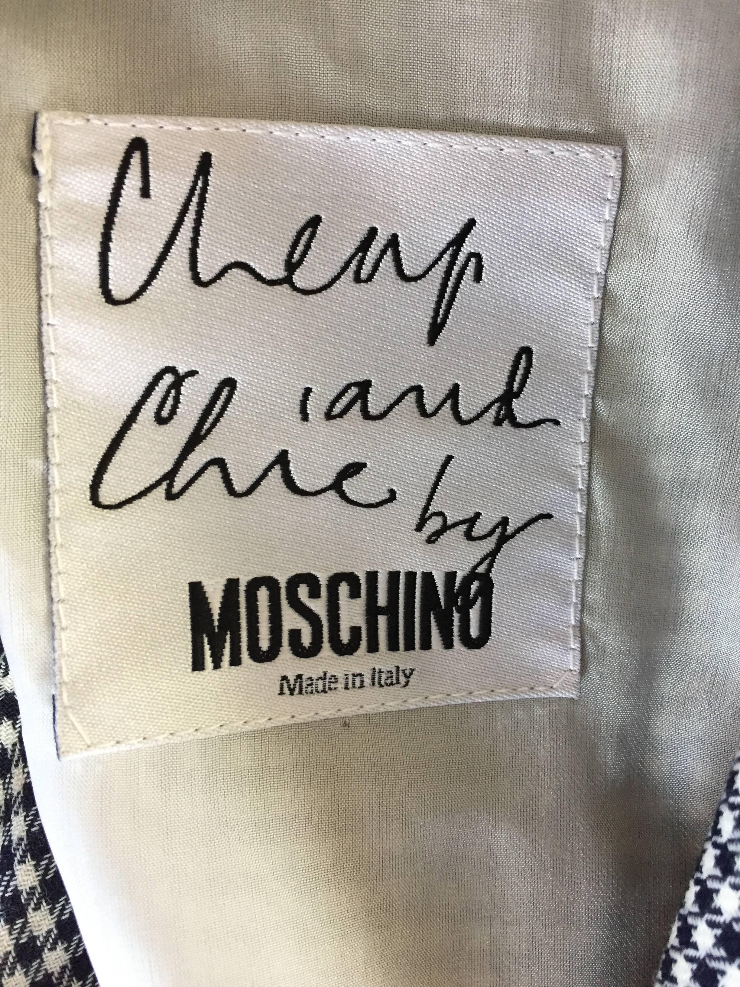 Moschino ' Cheap & Chic ' 1990s Black + White Houndstooth Military Safari Blazer 6