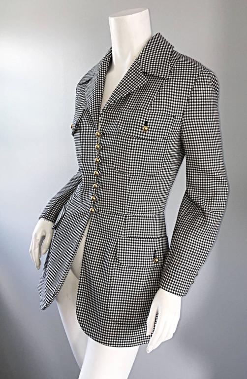 Moschino ' Cheap and Chic ' 1990s Black + White Houndstooth Military ...