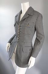 Moschino ' Cheap & Chic ' 1990s Black + White Houndstooth Military Safari Blazer