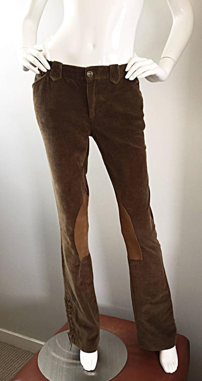 1990s Ralph Lauren ' Blue Label ' Tan and Brown Corduroy + Suede Flare Leg  Pants For Sale at 1stDibs | ralph lauren womens trousers, ralph lauren  corduroy pants vintage, vintage ralph lauren corduroy pants