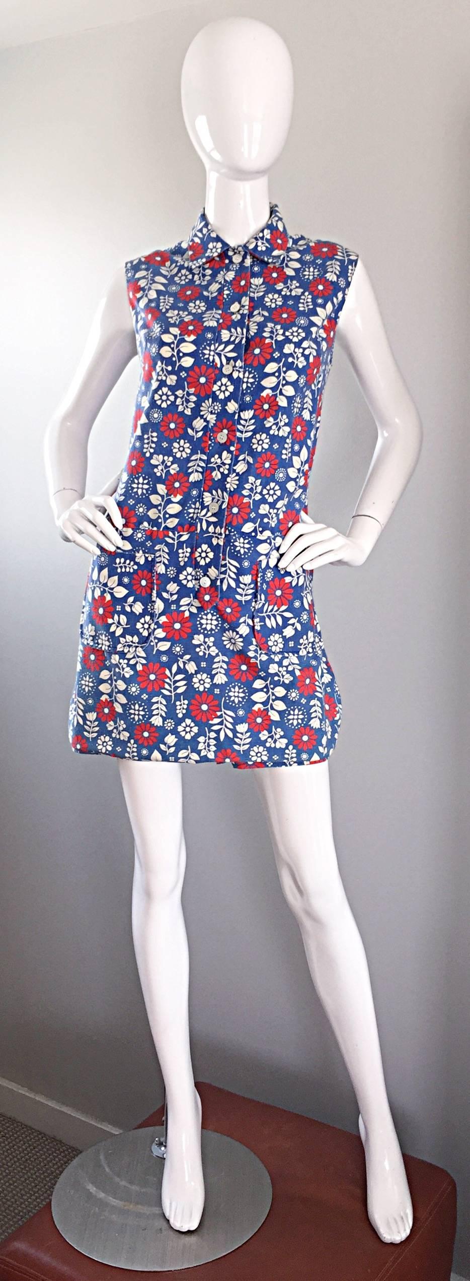 Seltene 1960er Abercrombie & Fitch Strampler Jumpsuit mit Skort Rot Weiß & Blau im Zustand „Hervorragend“ im Angebot in San Diego, CA