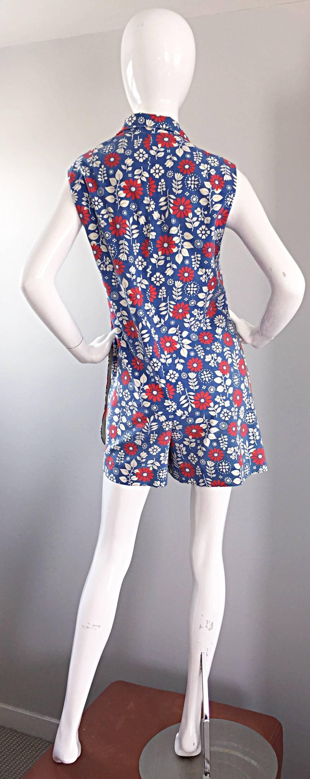 Rare 1960s Abercrombie & Fitch Romper Jumpsuit with Skort Red White & Blue In Excellent Condition For Sale In San Diego, CA