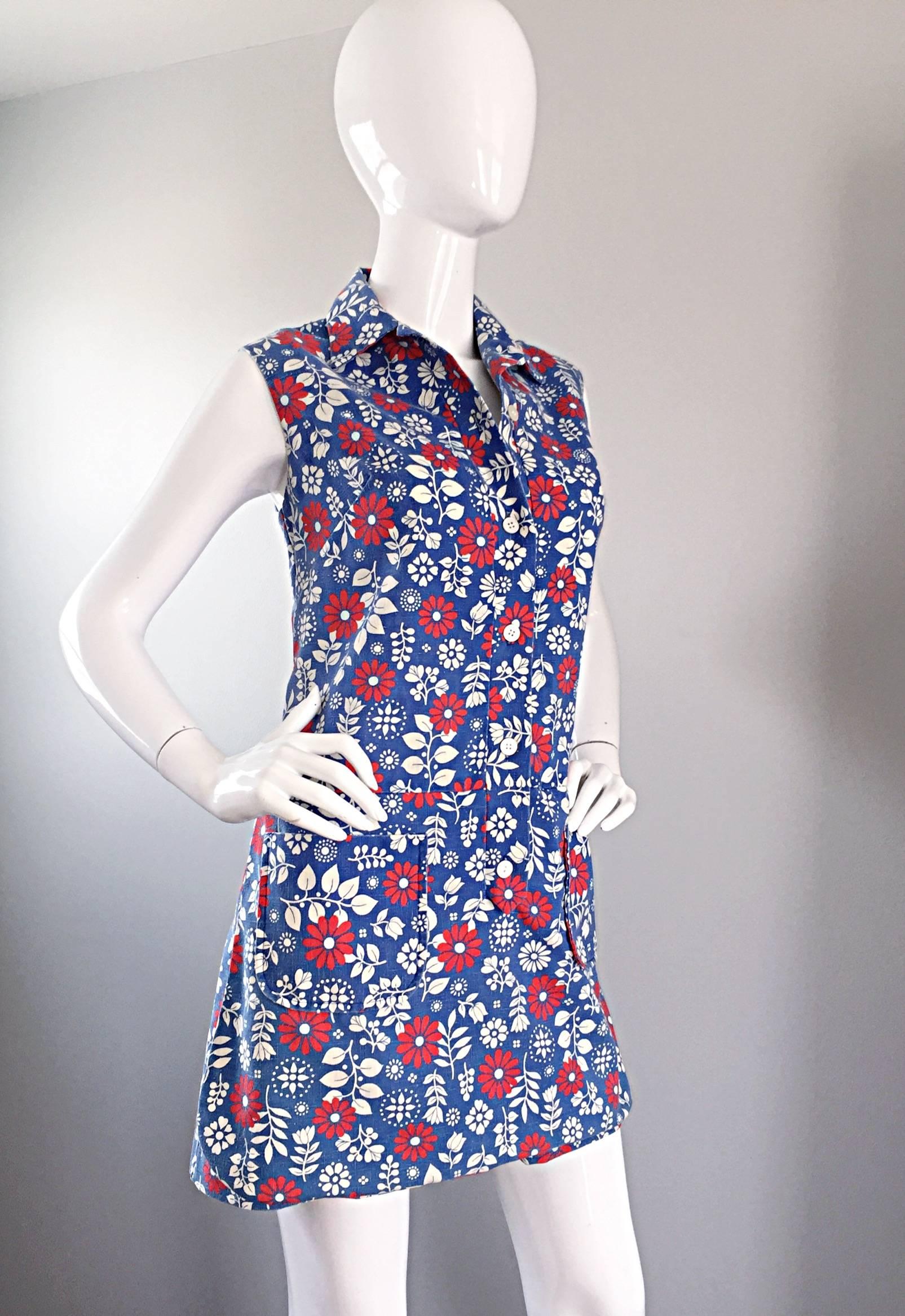 Seltene 1960er Abercrombie & Fitch Strampler Jumpsuit mit Skort Rot Weiß & Blau im Angebot 3