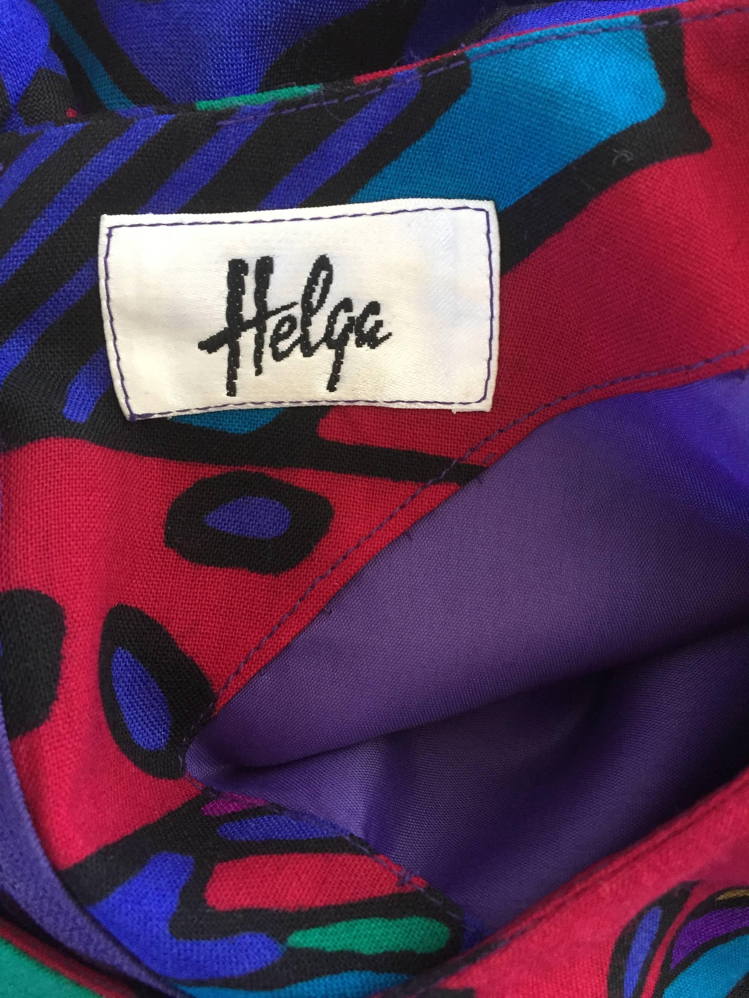 1980s Helga Howie Op - Art Vintage Drop Waist ' Heart ' Print Colorful Dress For Sale 5