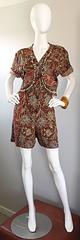 Amazing Vintage Romper Shorts Jumpsuit w/ Tribal Ethnic Print + Beads + Bells