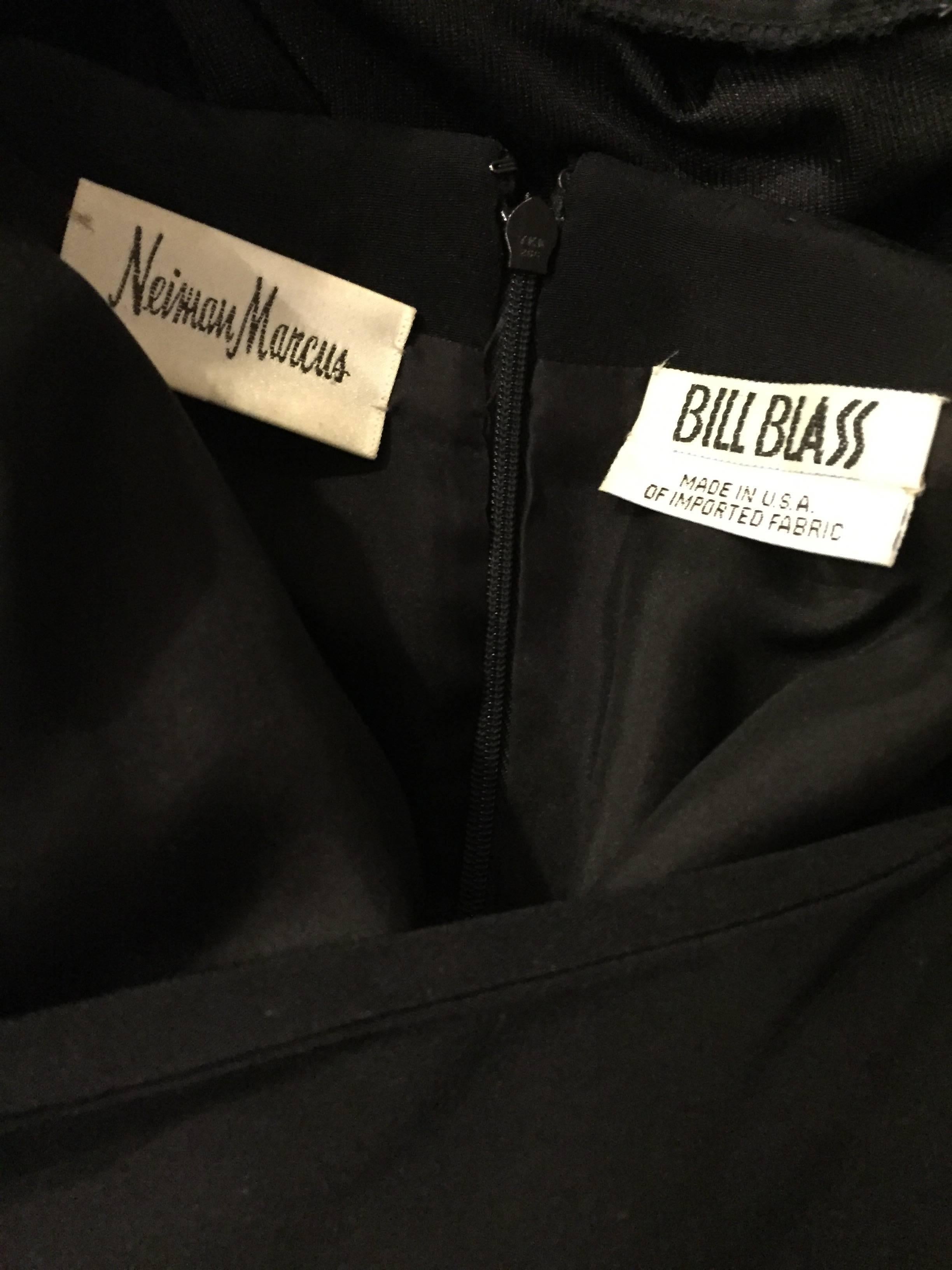 Amazing Vintage Bill Blass Black Short Sleeve Avant Garde Cowl Neck Dress Sz 10 6
