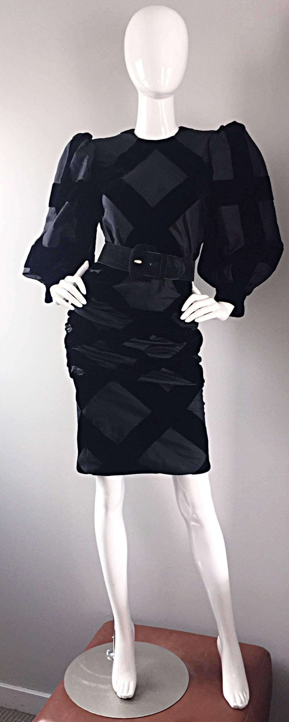 Vintage Givenchy Haute Couture Numbered Black Silk Avant Garde 1980s 80s Dress 2