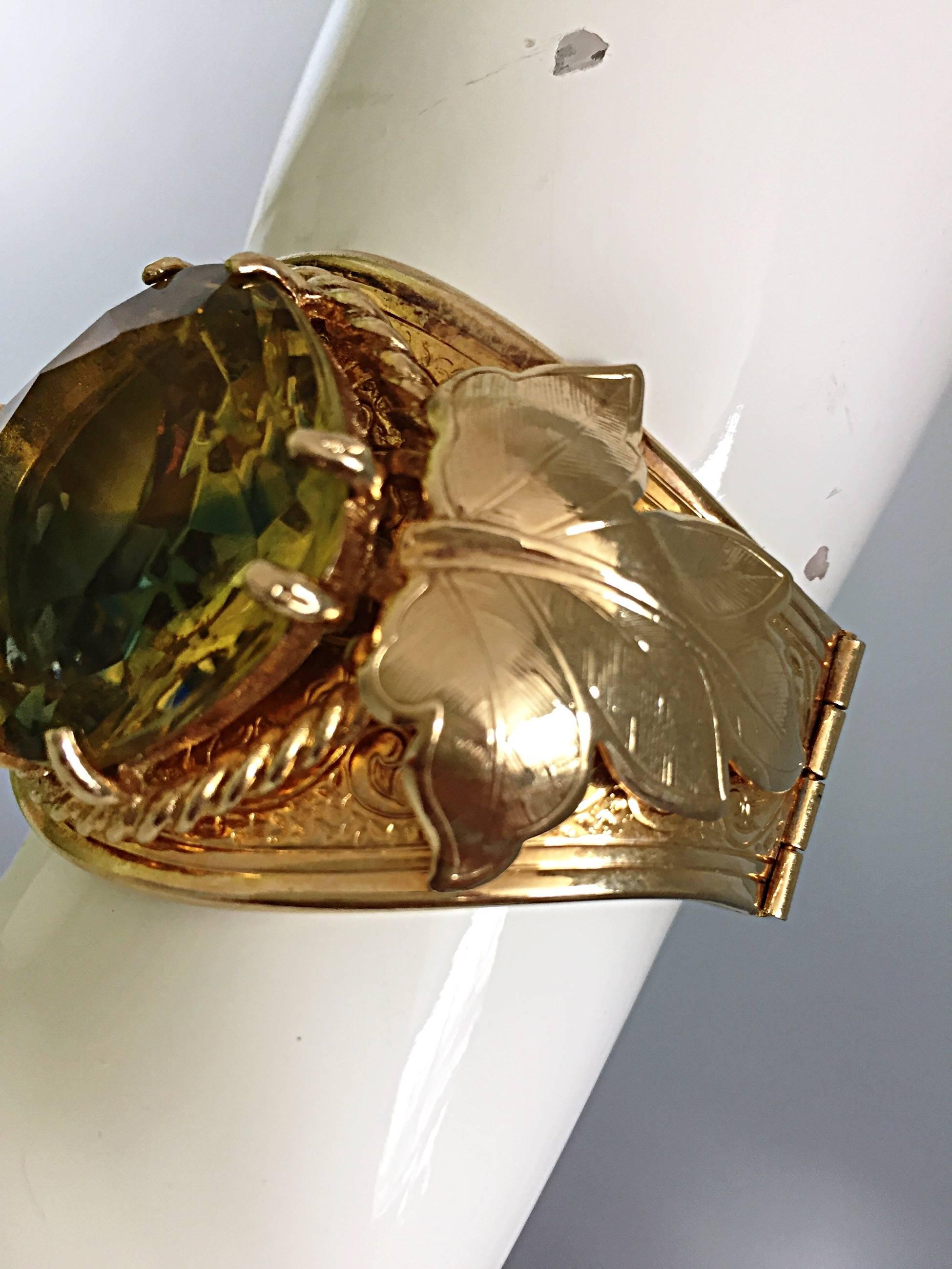 Sarah Coventry magnifique bracelet vintage surdimensionné en plaqué or avec strass, années 1970 en vente 1