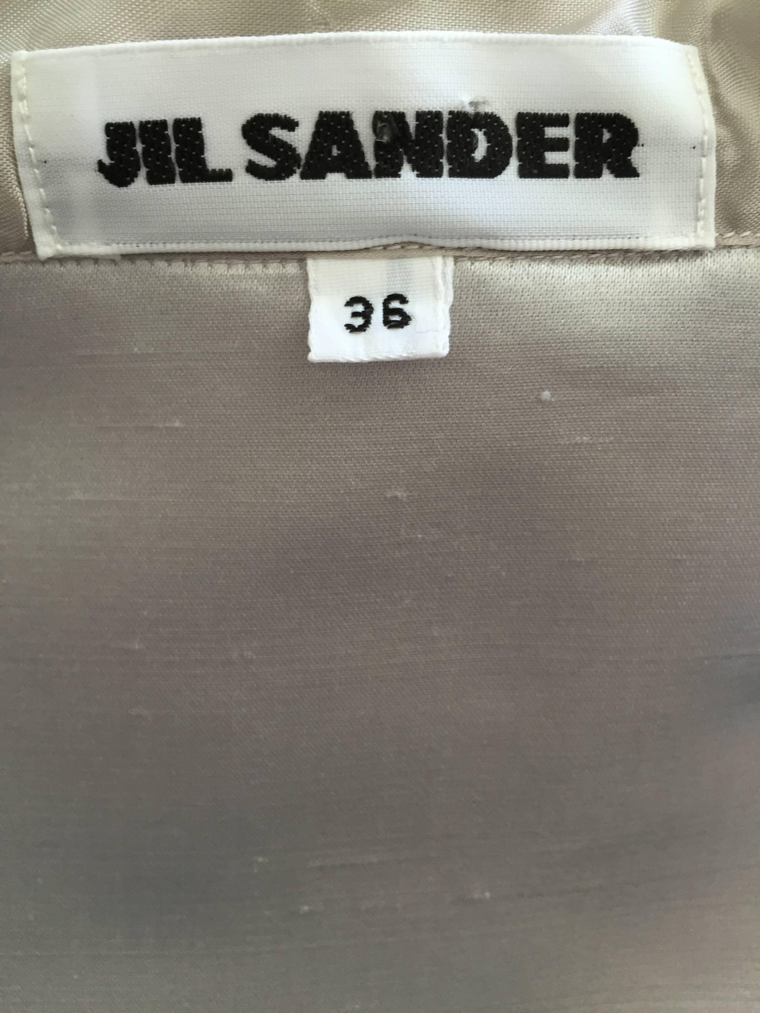 Jil Sander 1990s Silk Silver Metallic Minimalist Asymmetrical Blazer Jacket  For Sale 3