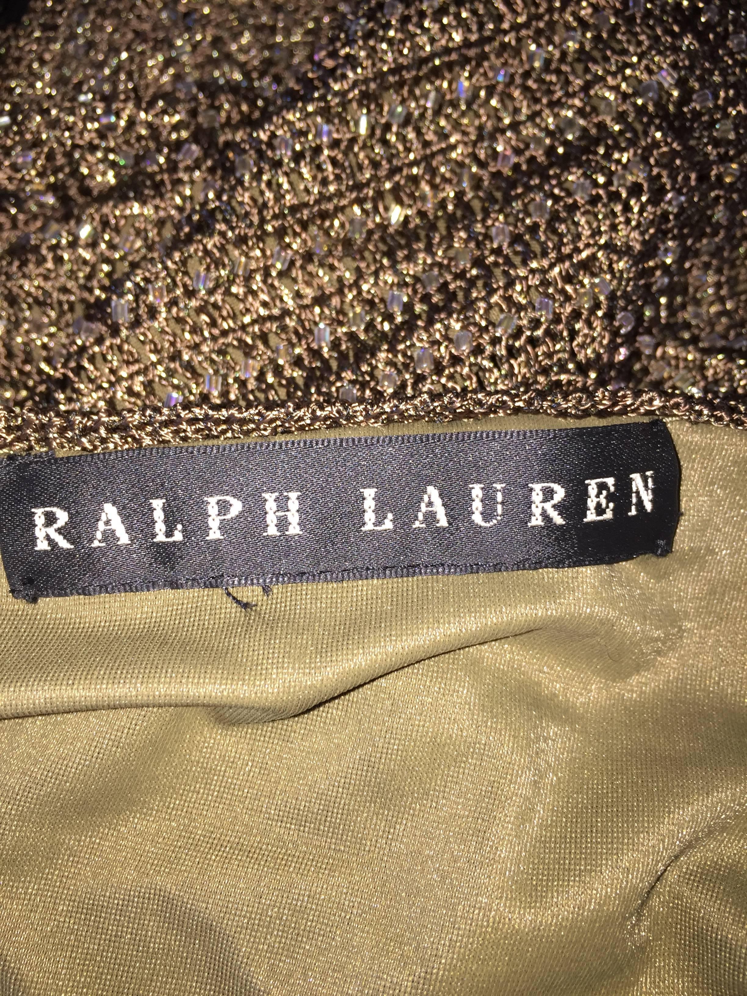 Ralph Lauren ' Black Label ' 90s Peacock Feather Brown Beaded Crochet ...
