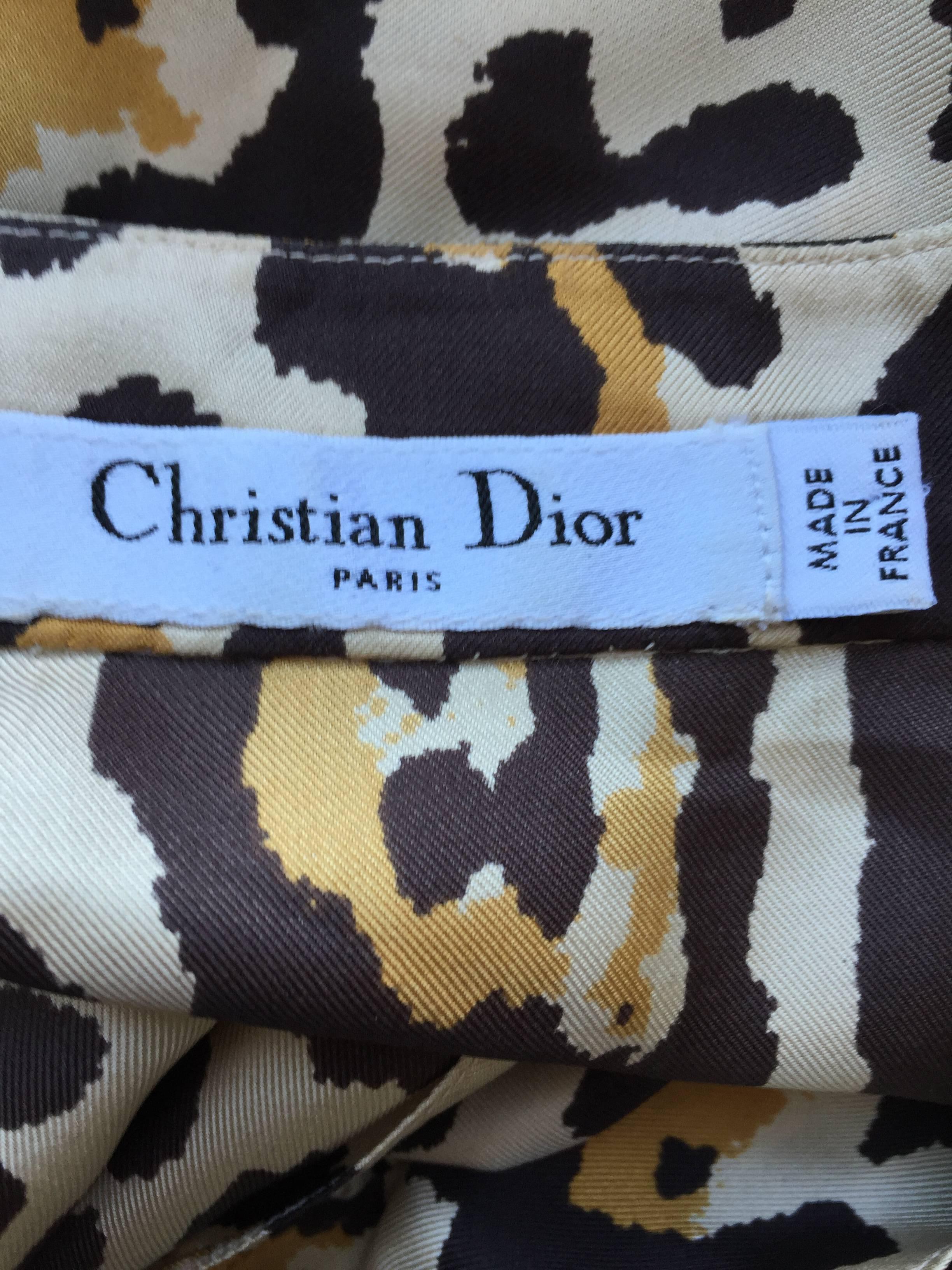 John Galliano Christian Dior Size 10 Leopard Cheetah 1940s Style Silk Dress 2