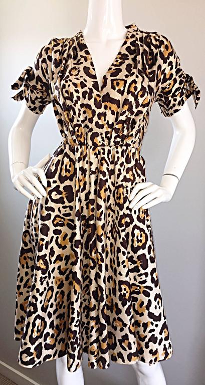 John Galliano Christian Dior Size 10 Leopard Cheetah 1940s Style Silk ...