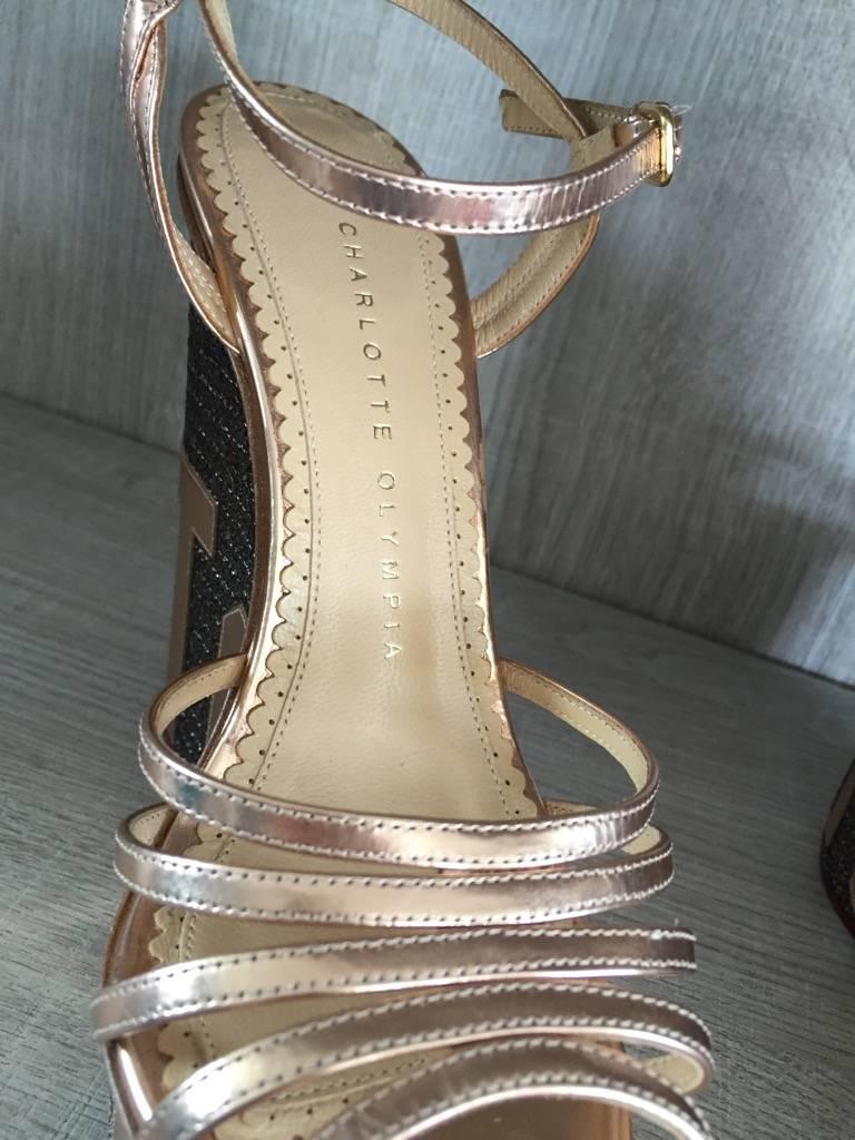 Charlotte Olympia Limited Edition ' Tinsel Town ' Rose Gold / Silver Wedges 36.5 3