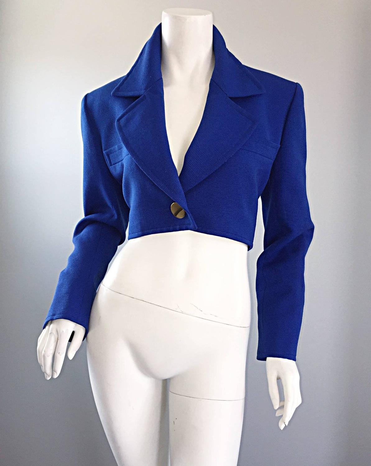 Vintage Yves Saint Laurent Rive Gauche Electric Royal Blue Cropped ...