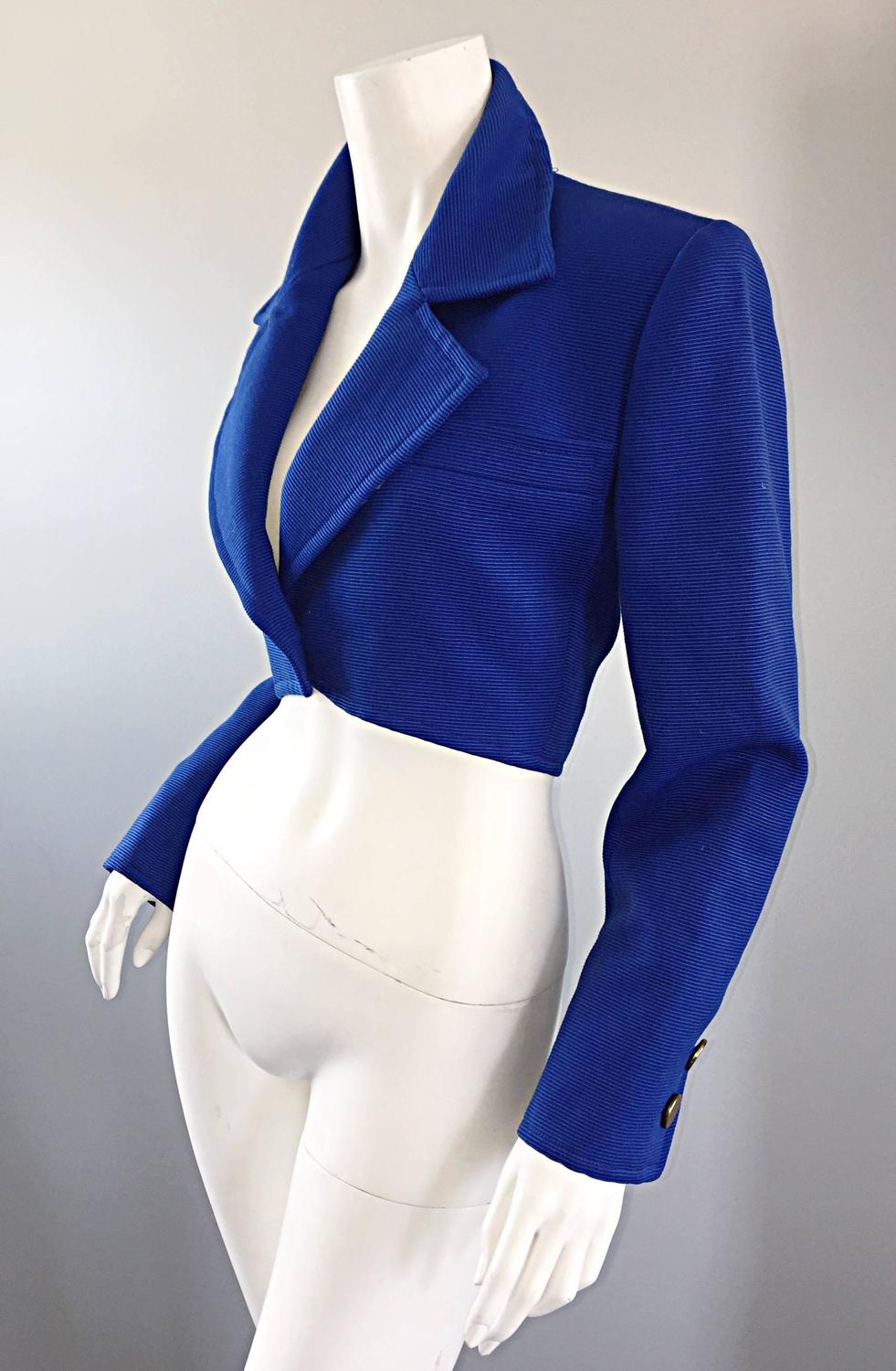 Vintage Yves Saint Laurent Rive Gauche Electric Royal Blue Cropped ...