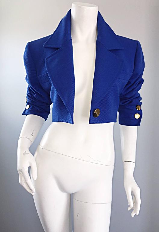 Vintage Yves Saint Laurent Rive Gauche Electric Royal Blue Cropped ...