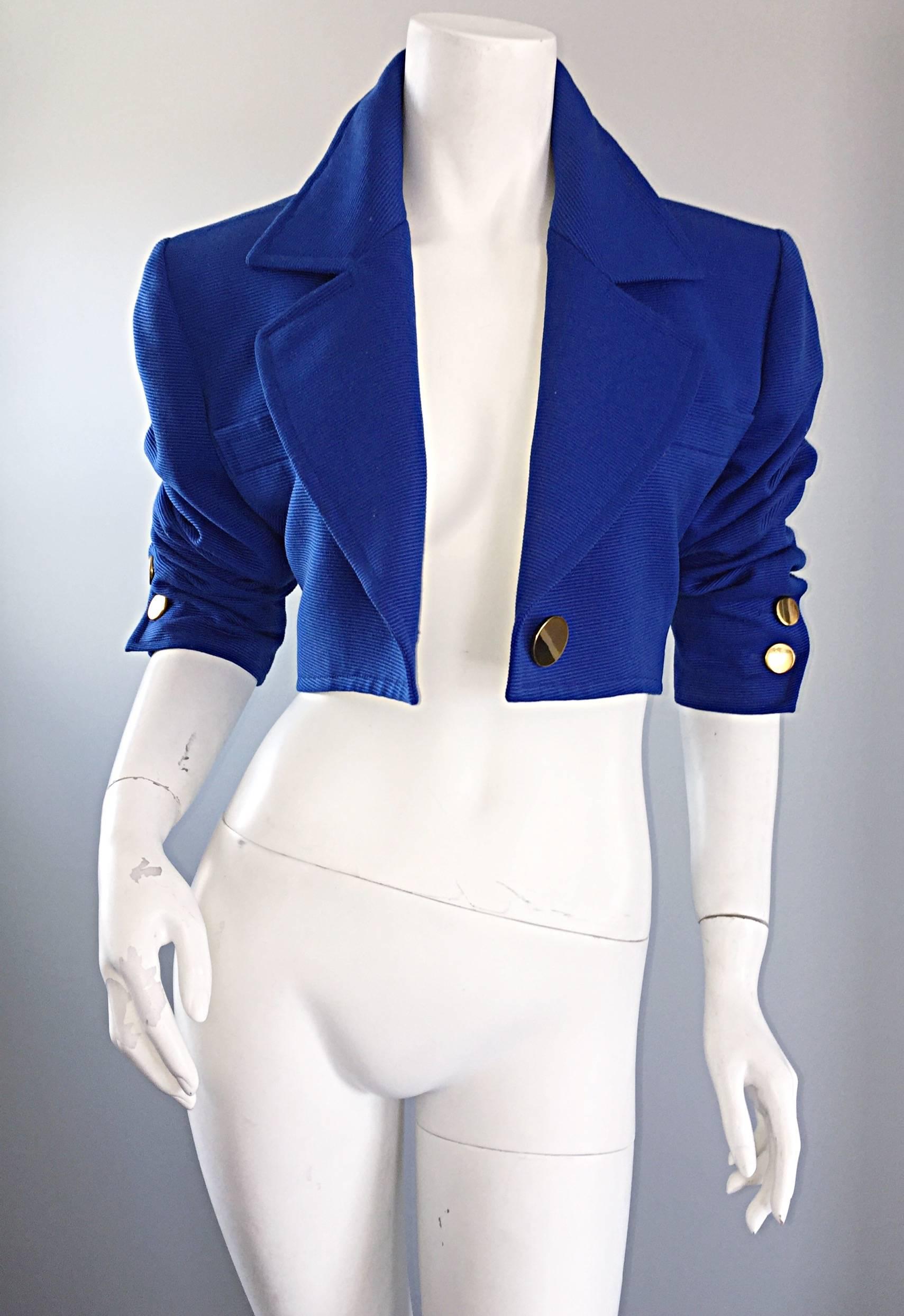 royal blue crop jacket