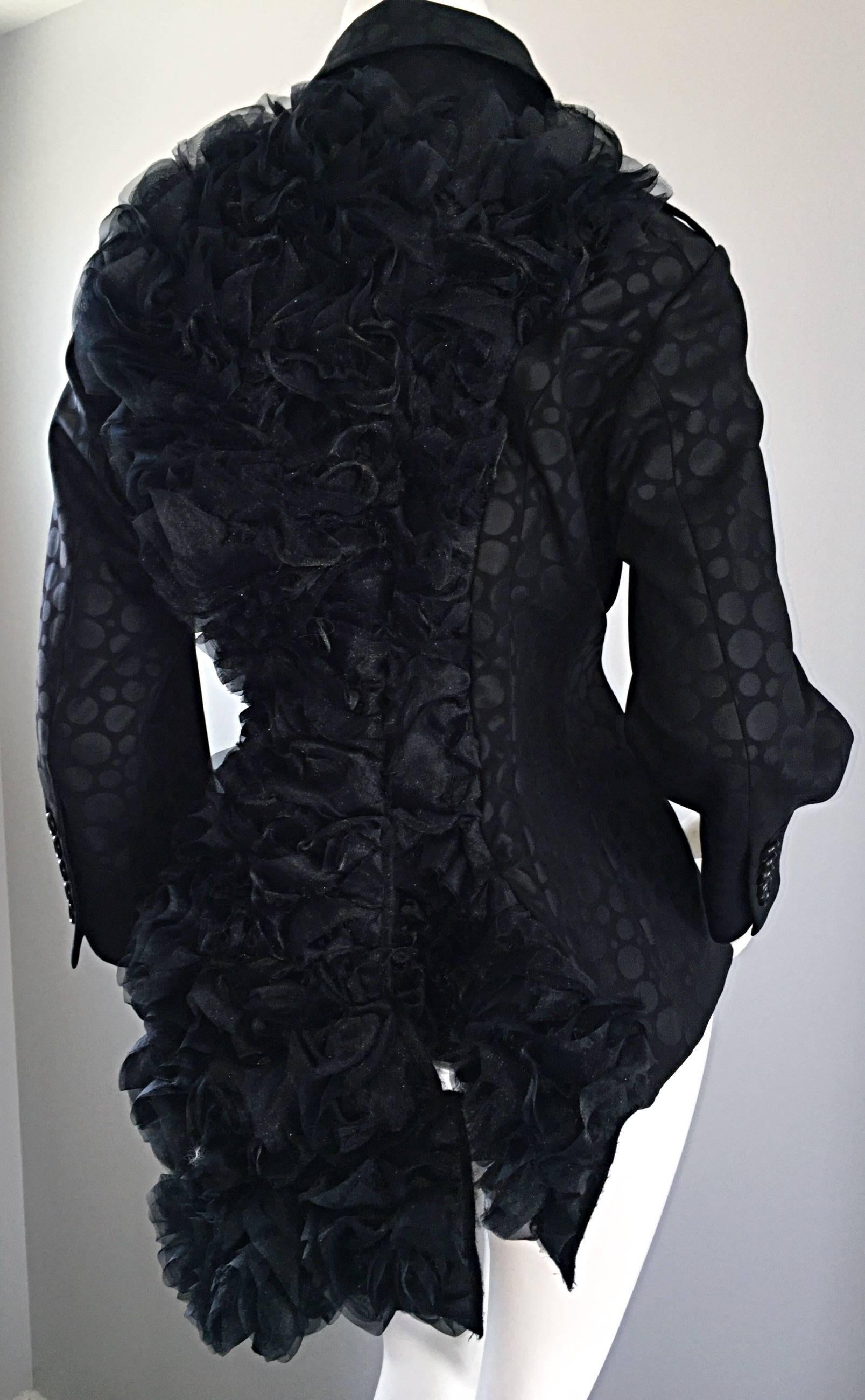 Rare Comme des Garçons Black Industrial Glamor Avant Garde Ruffle Blazer Jacket 5