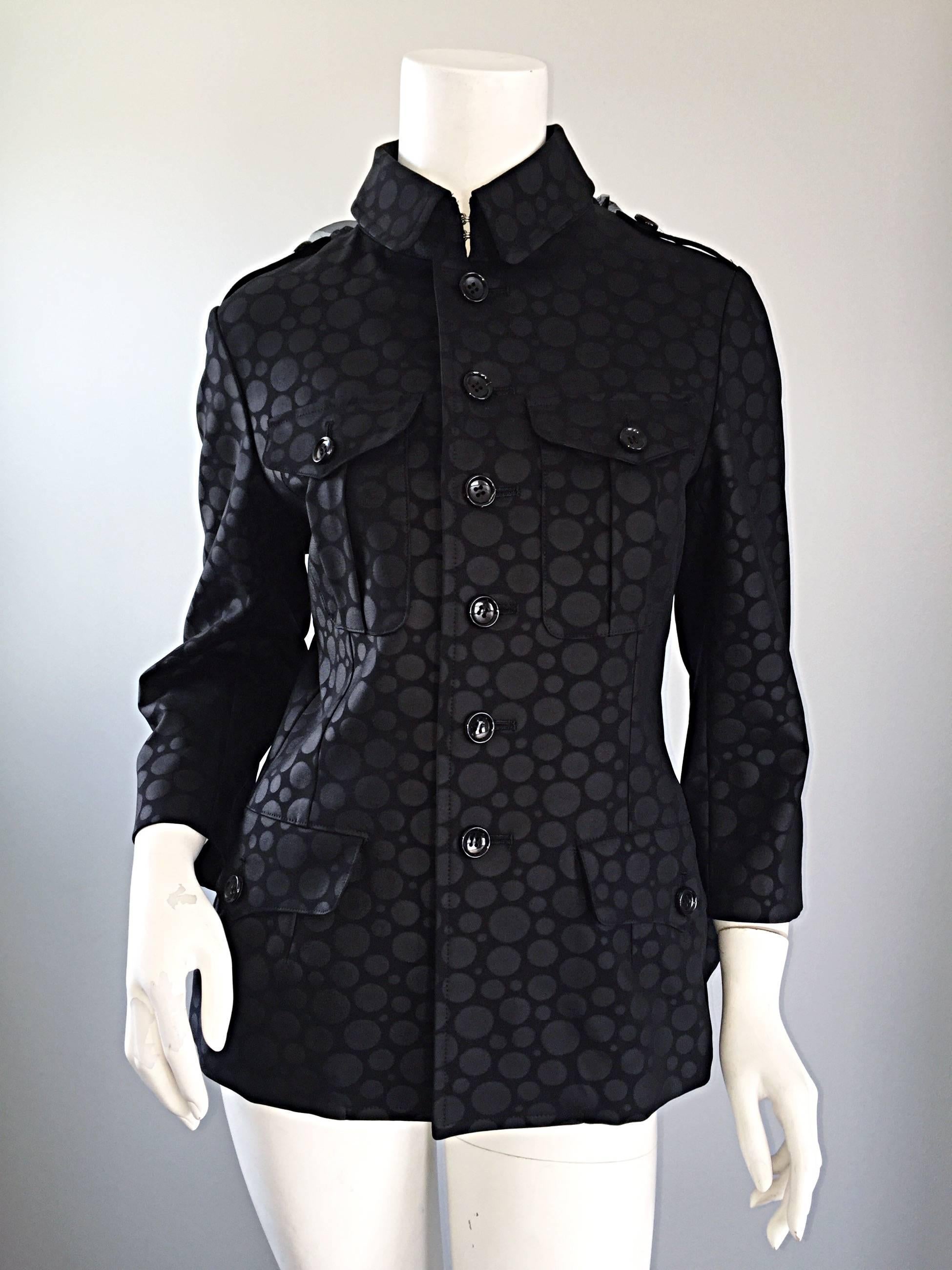 Rare Comme des Garçons Black Industrial Glamor Avant Garde Ruffle Blazer Jacket In Excellent Condition In San Diego, CA