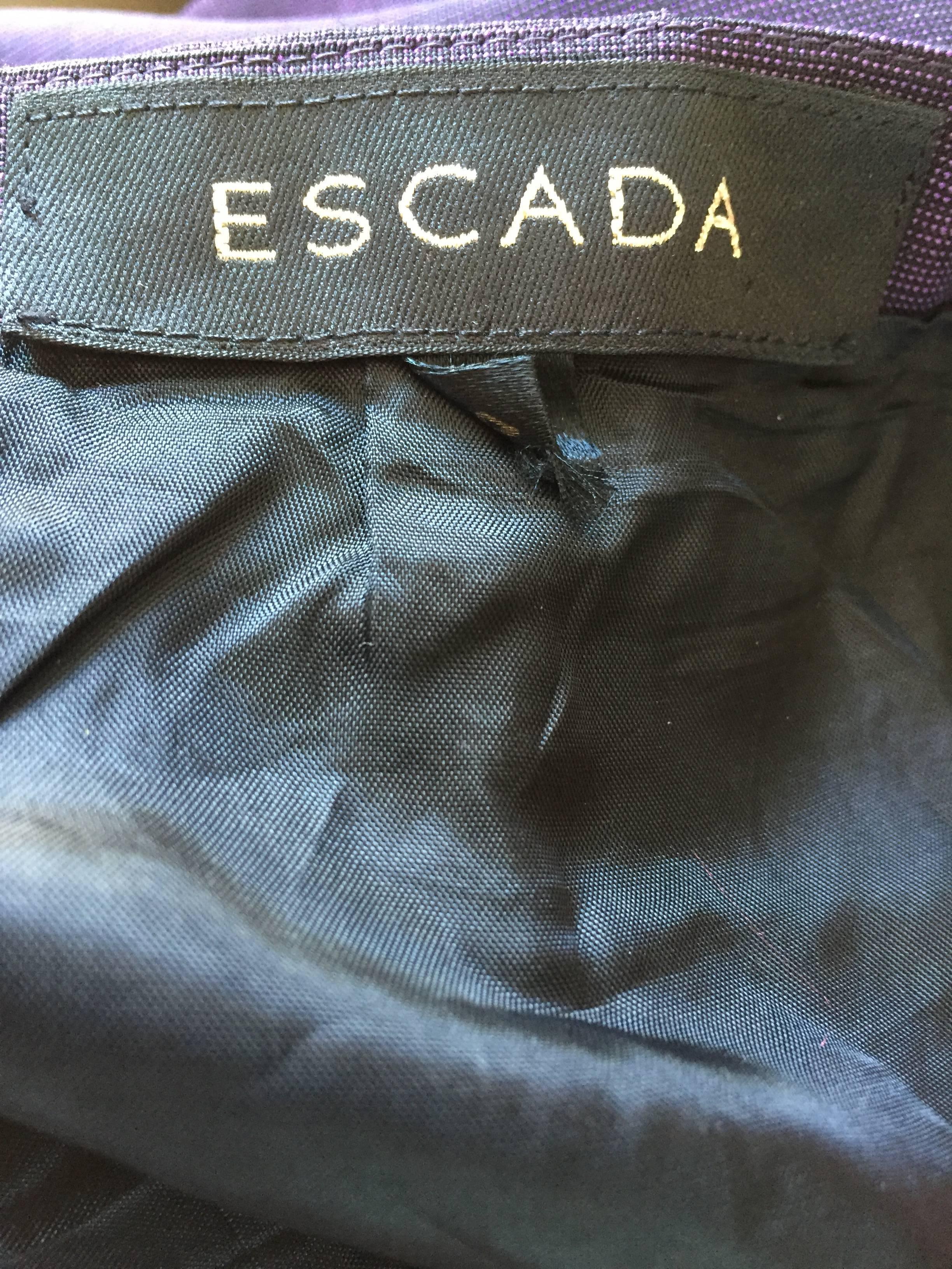 Escada Purple Sz 8 High Waist Flare Leg Boot Cut Regal Egg Plant Trousers Pants For Sale 4