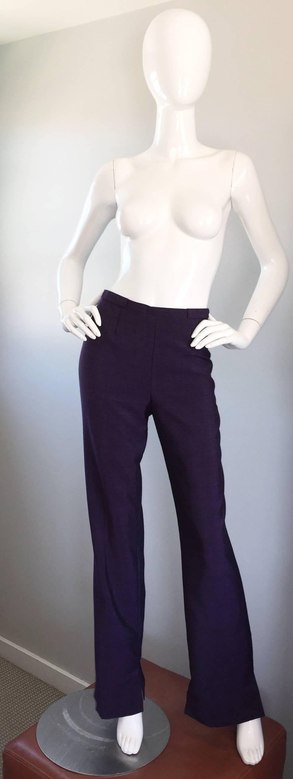 purple bootcut pants