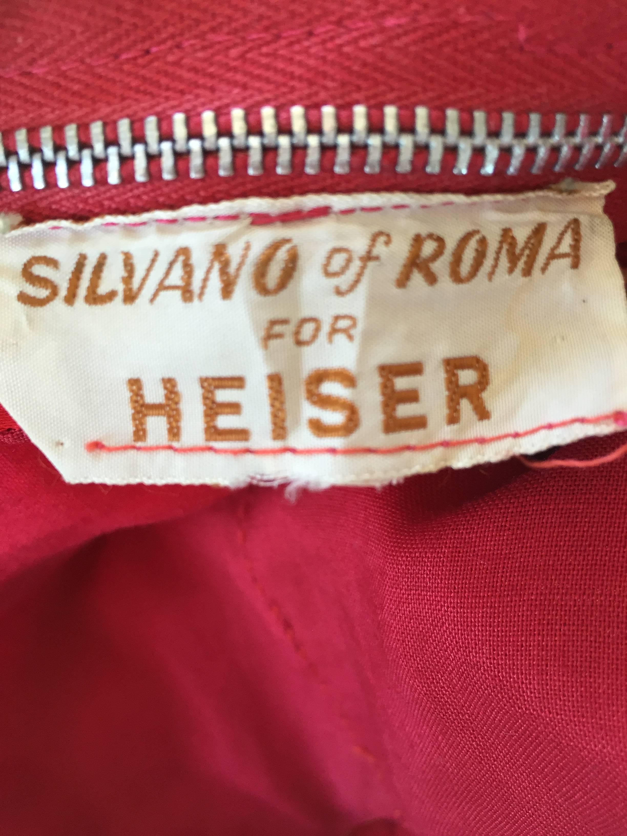 1950s Silvano of Roma for Heiser Red Gold Silver Dipped Hem Silk Mini Dress Top For Sale 4