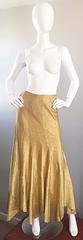 Incredible 1970s Beverly Paige Gold Metallic Asymmetrical Handkerchief Hem Skirt