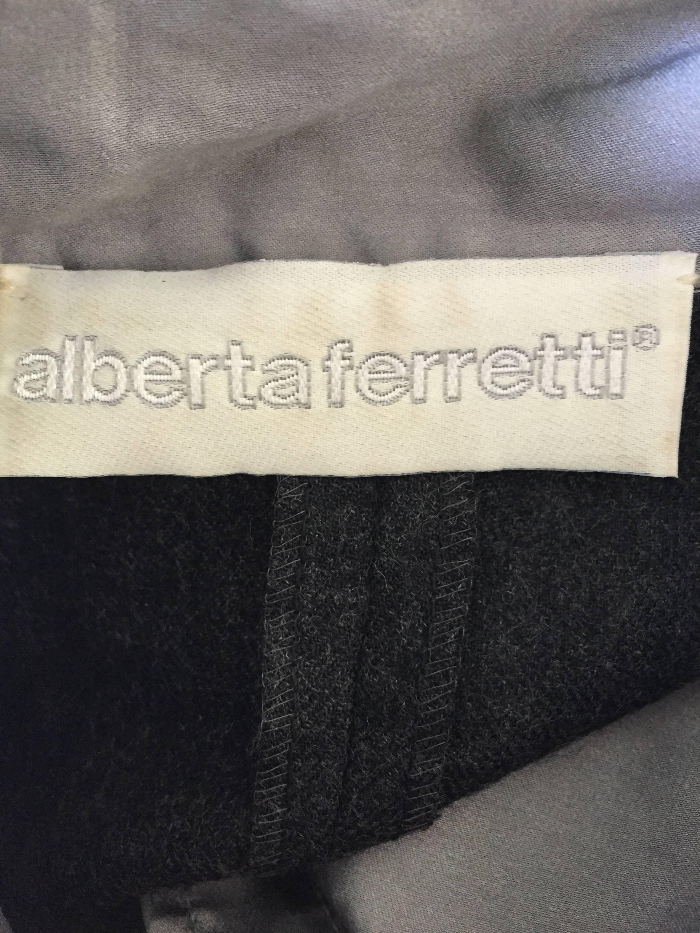 Alberta Ferretti 80s Early Vintage Charcoal Gray Vintage Tuxedo Jumpsuit Onesie For Sale 3