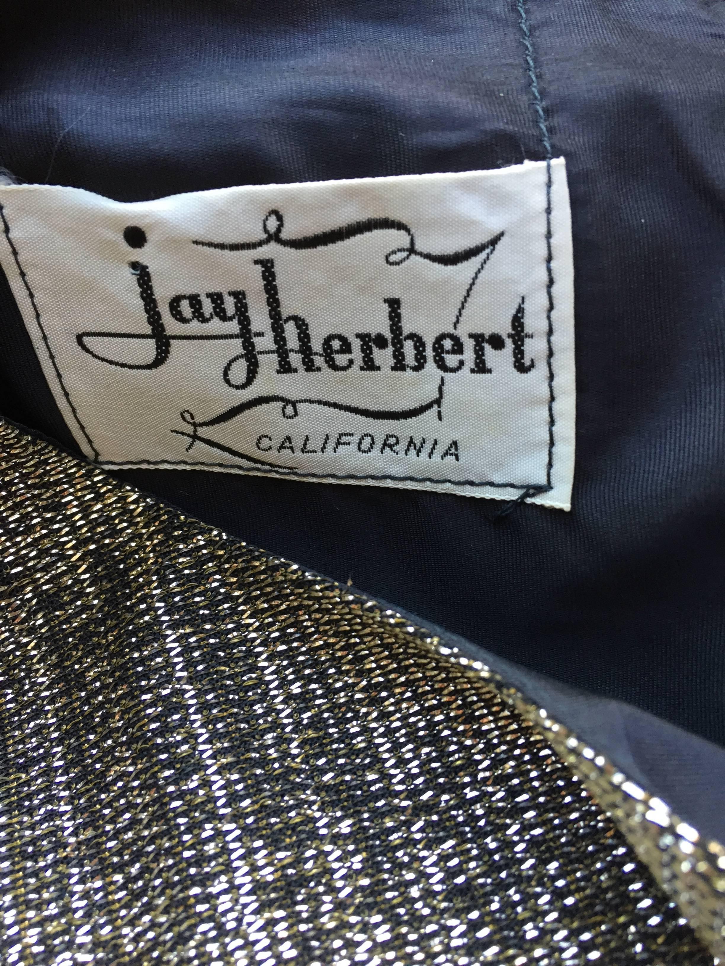 Erstaunlich 1960s Jay Herbert Gold Seide Lurex Nerz Vintage Sleveless Cocktailkleid im Angebot 5