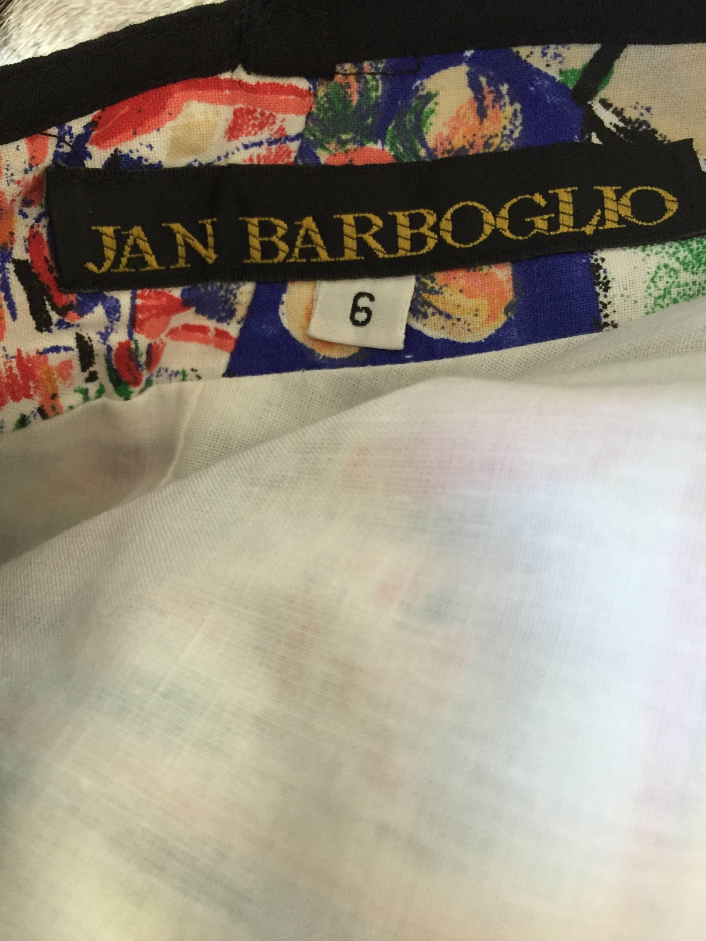 1990s Jan Barboglio Hand Painted Watercolor Vintage Cotton Novelty Dress 2