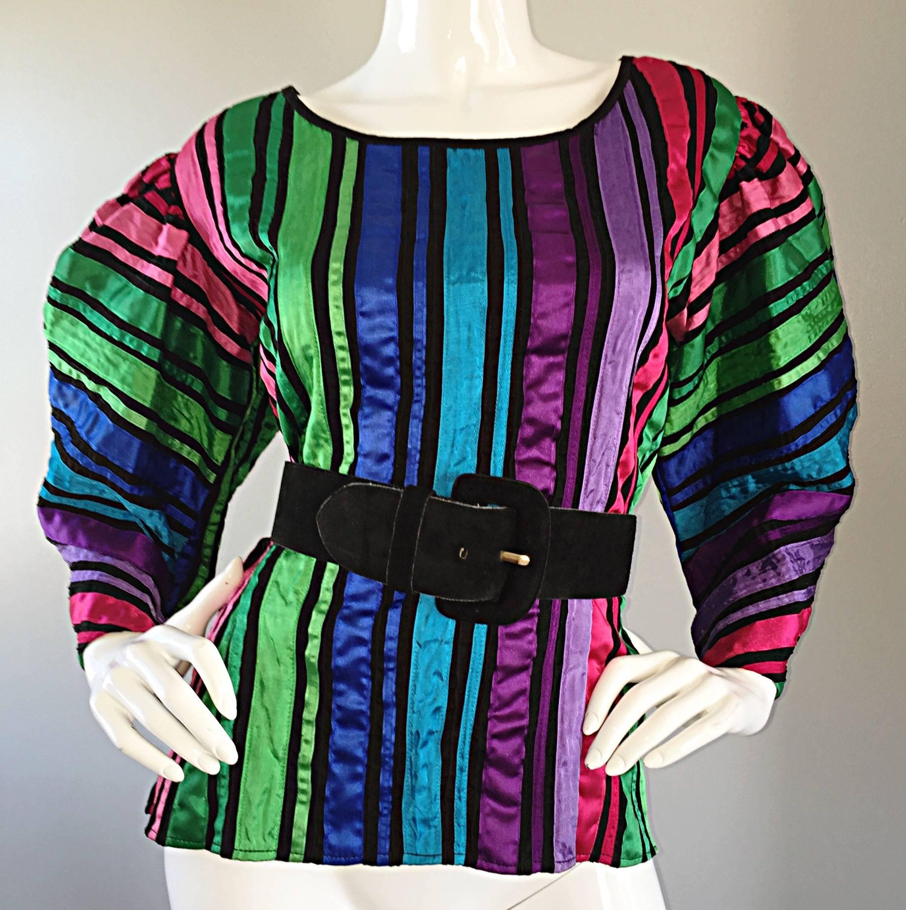 80s rainbow 3/4 sleeve shirt