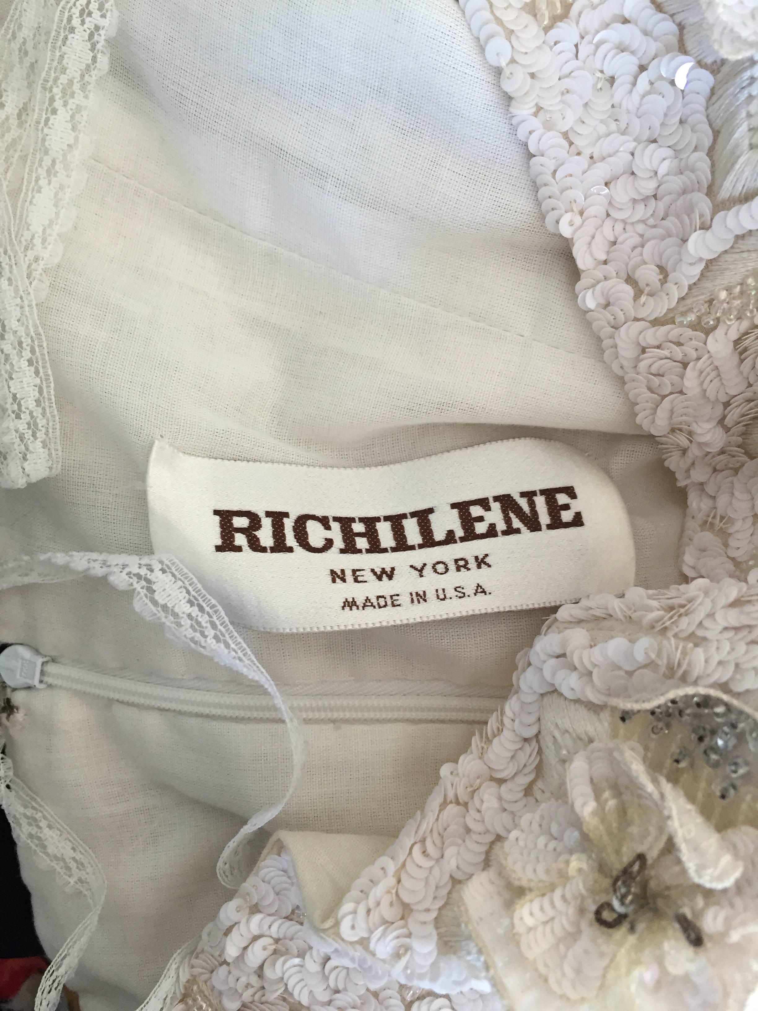 Beautiful Vintage Richilene White Silk Taffeta Sequin Beaded Evening ...