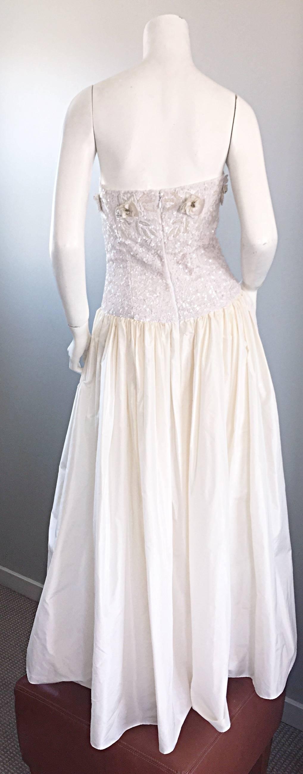 white silk evening gown