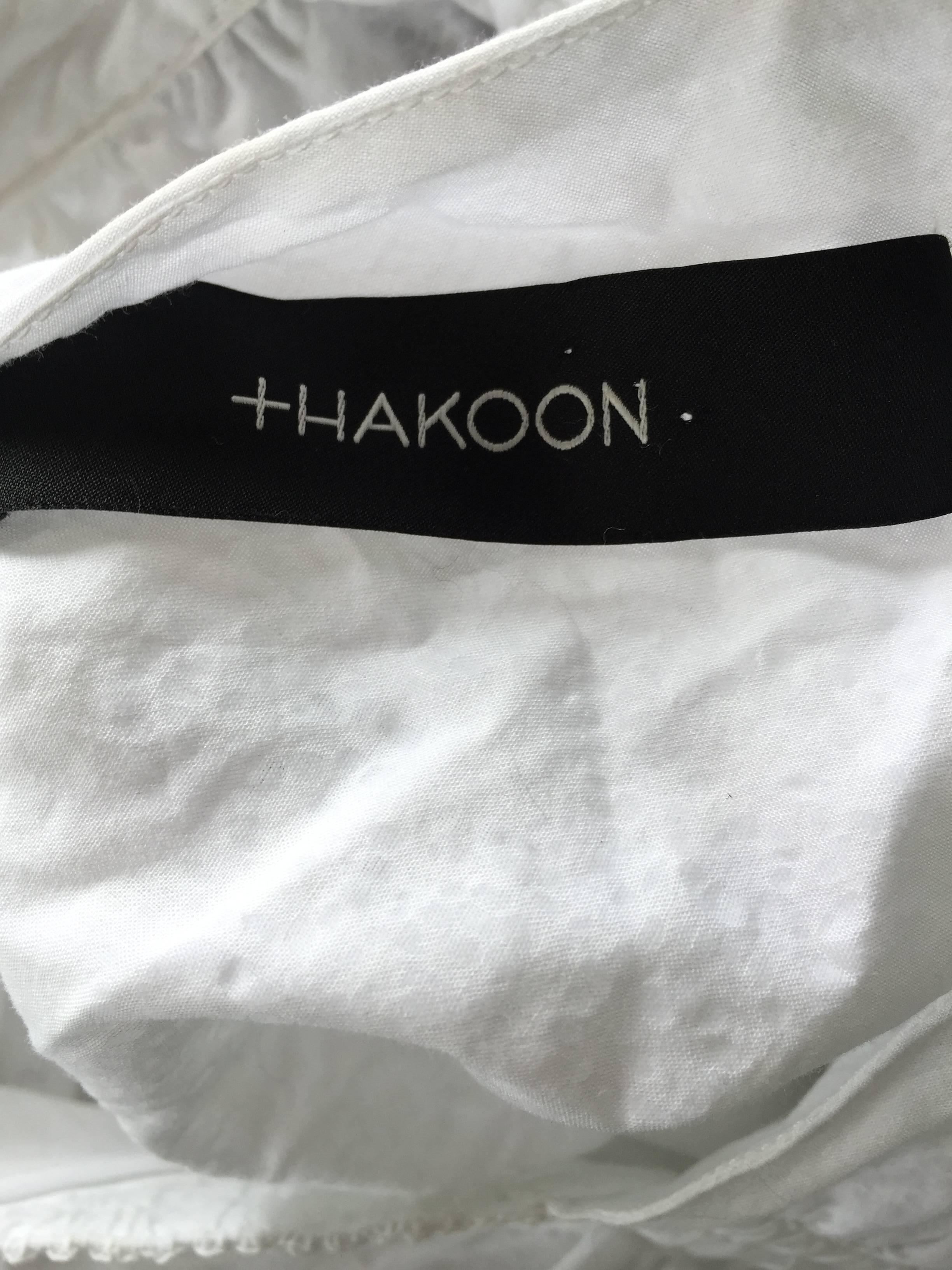 New Thakoon White Asymmetrical One Shoulder Cotton Ruched Mini Bubble Dress For Sale 2