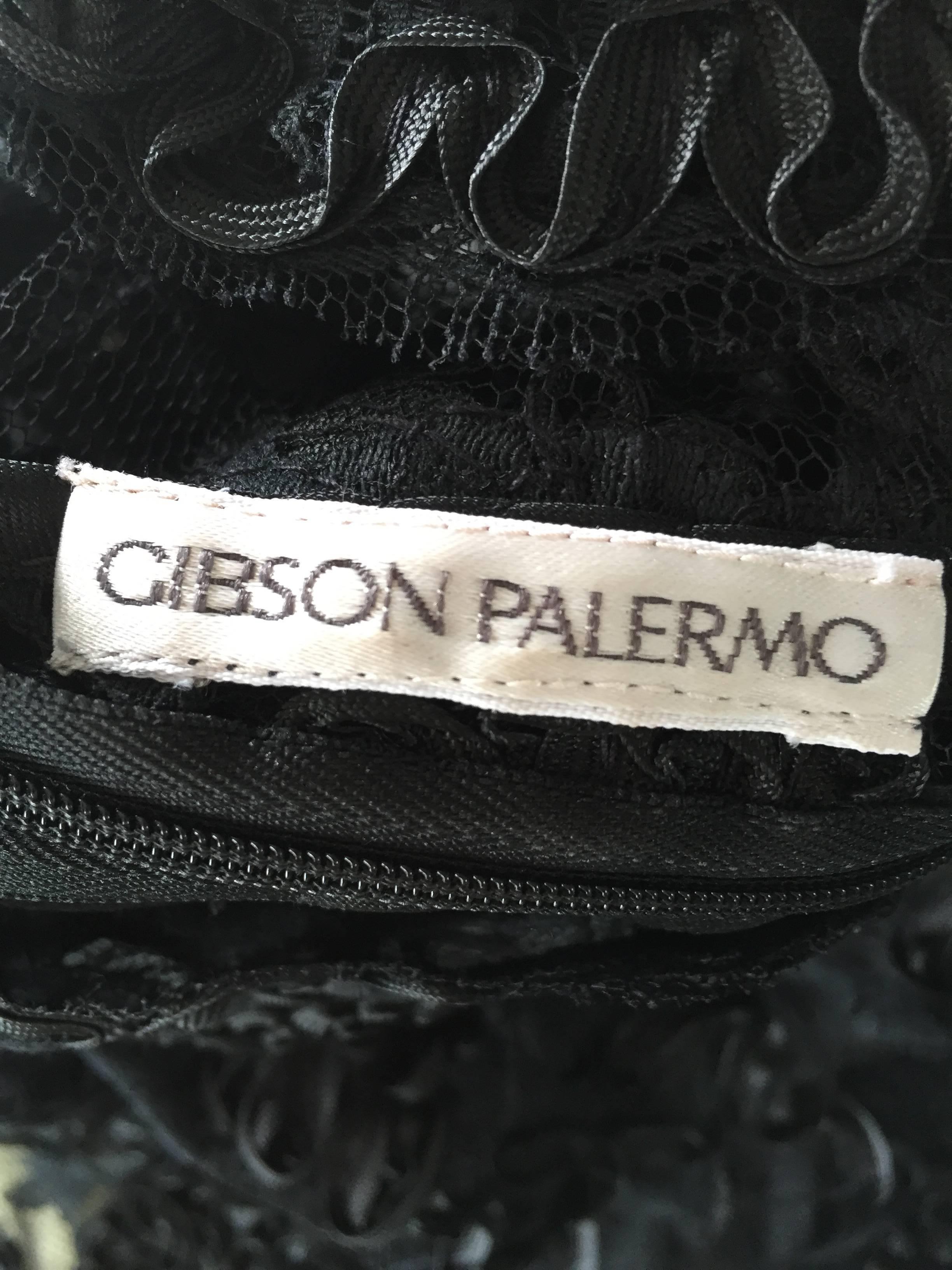 Vintage Gibson Palermo Couture Custom Made Black Silk French Lace Blouse 5