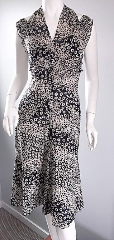 Chanel 03P Black and White Flower + Logo Print Cut - Out Cotton Halter ...