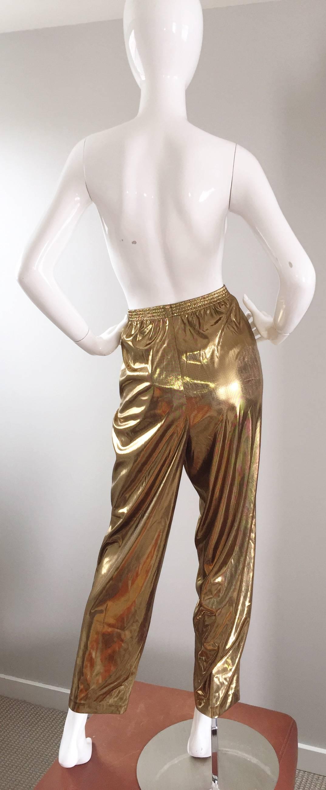 Awesome 1980s Gold Lame Vintage 80s Metallic Trousers / Pants Deadstock In New Condition In San Diego, CA