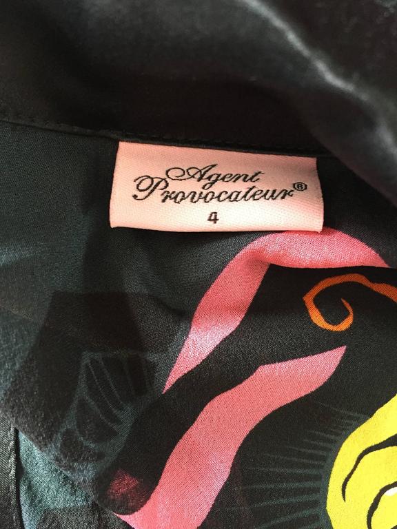 Agent Provocateur Black Japanese Style Dressing Gown Dress Silk Kimono