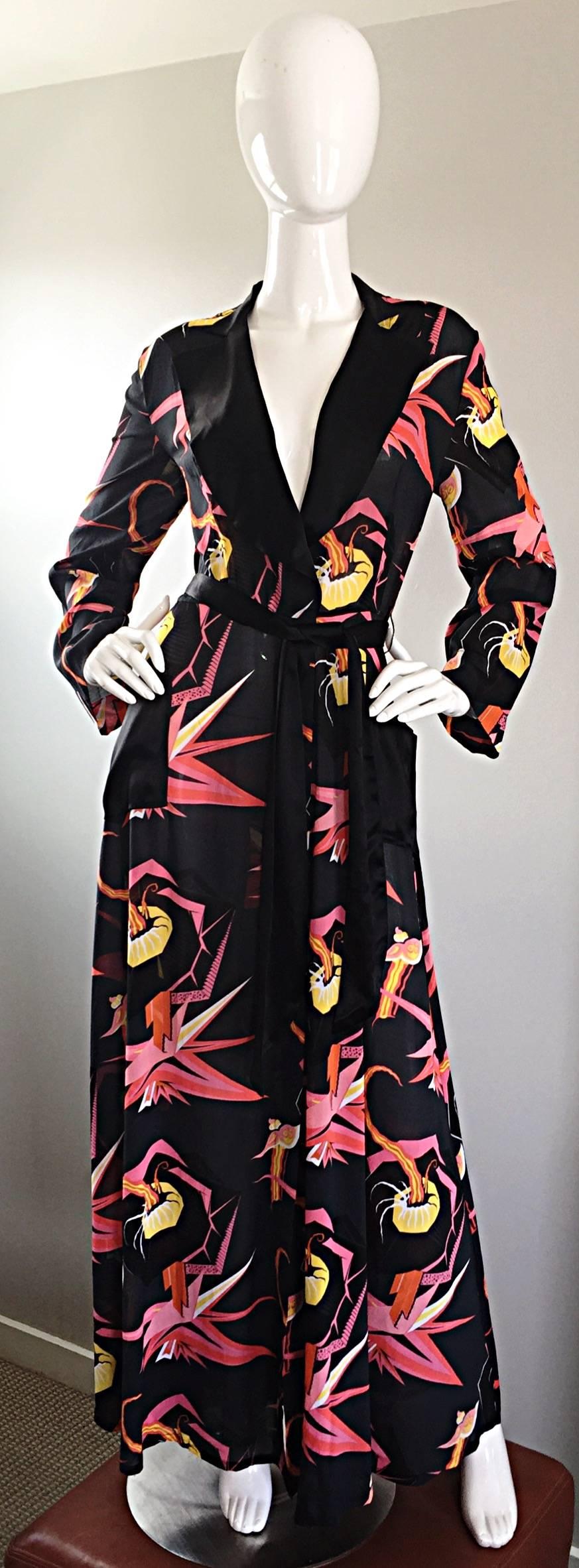 Agent Provocateur Black Japanese Style Dressing Gown Dress Silk Kimono Robe 2