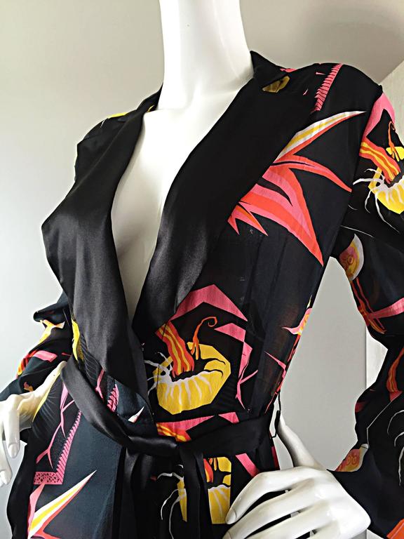 Agent Provocateur Black Japanese Style Dressing Gown Dress Silk Kimono